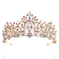 Crystal Handmade Beaded Bridal Crown Headband Pink Bazaare Mart Rhinestone Bridal Crown