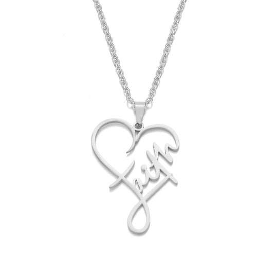 Stainless Steel Heart Of Faith Necklace