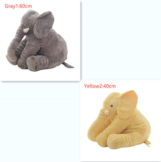 Gray and Yellow stuffed elephants