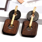 Wood Geo Hoop Earrings Bazaare Mart Wood Rectangle Drop Earrings