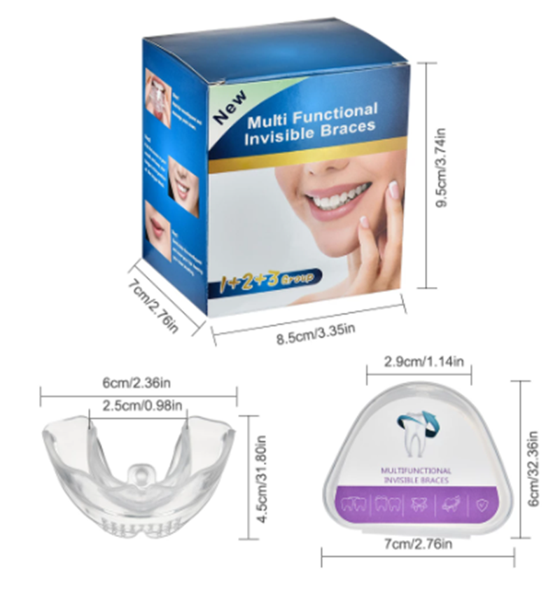 Clear Braces | 3-Stage Therapy for Crowded Teeth | Food-Grade TPE Material | Transparent Color | Orthodontic Solution