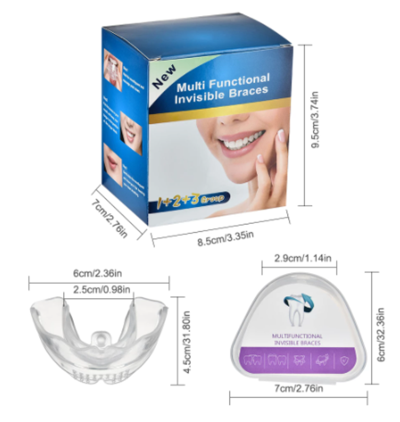 Clear Braces | 3-Stage Therapy for Crowded Teeth | Food-Grade TPE Material | Transparent Color | Orthodontic Solution - Bazaare Mart