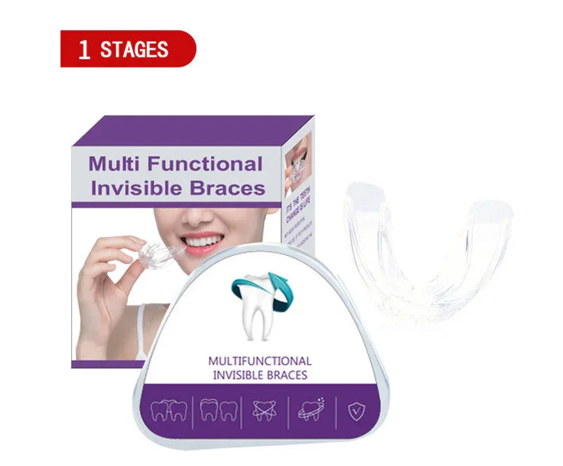 Clear Braces | 3-Stage Therapy for Crowded Teeth | Food-Grade TPE Material | Transparent Color | Orthodontic Solution Purple Bazaare Mart Oral Care