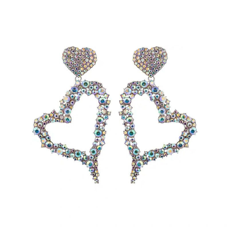 Giant Jeweled Hearts Earrings