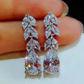 Pear Shaped CZ Dangle Earrings Silver 1 pair Bazaare Mart CZ Dangle Earrings