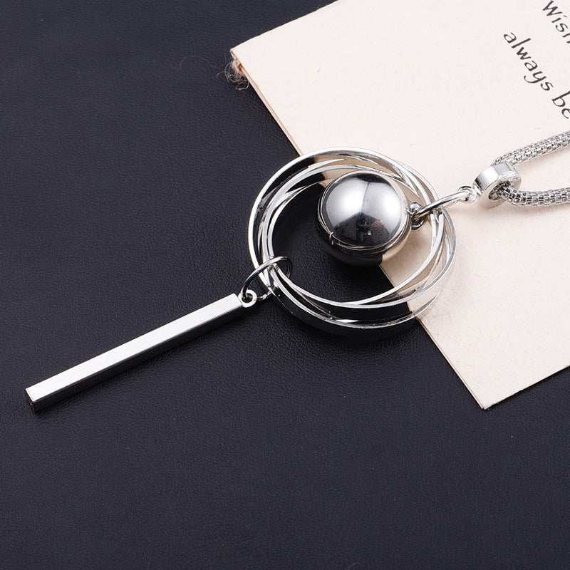 Long Silver Sphere Necklace