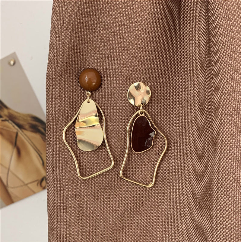 Goldtone Asymmetric Irregular Earrings
