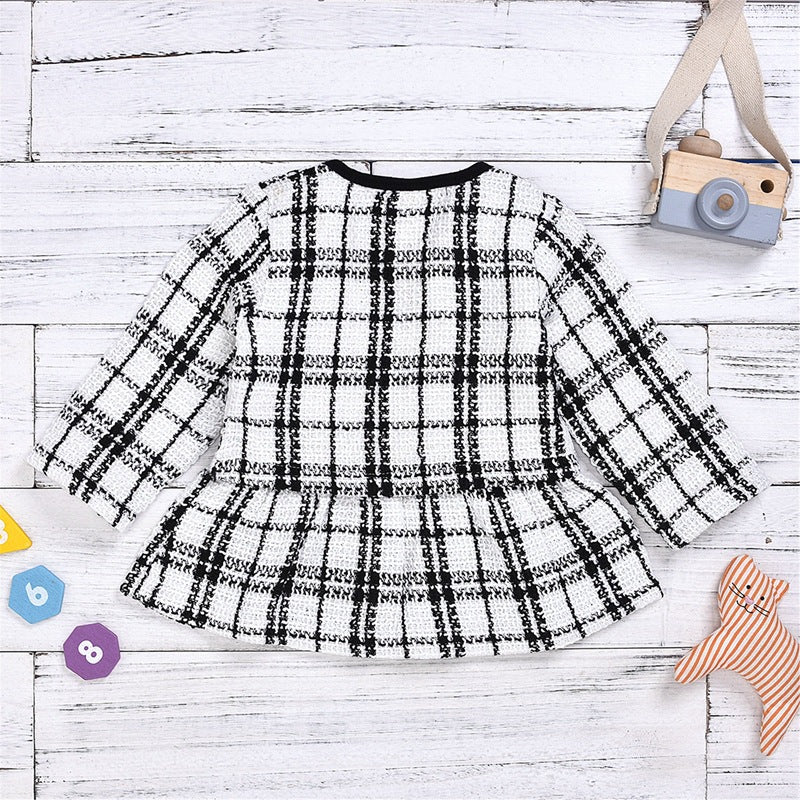 B&W Plaid Baby Girl Two-Piece Skirt Suit 