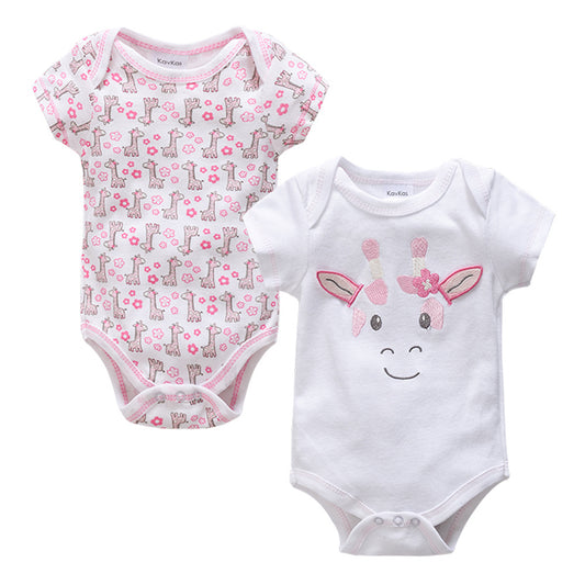 Short Sleeve Giraffe Onesie 2pk