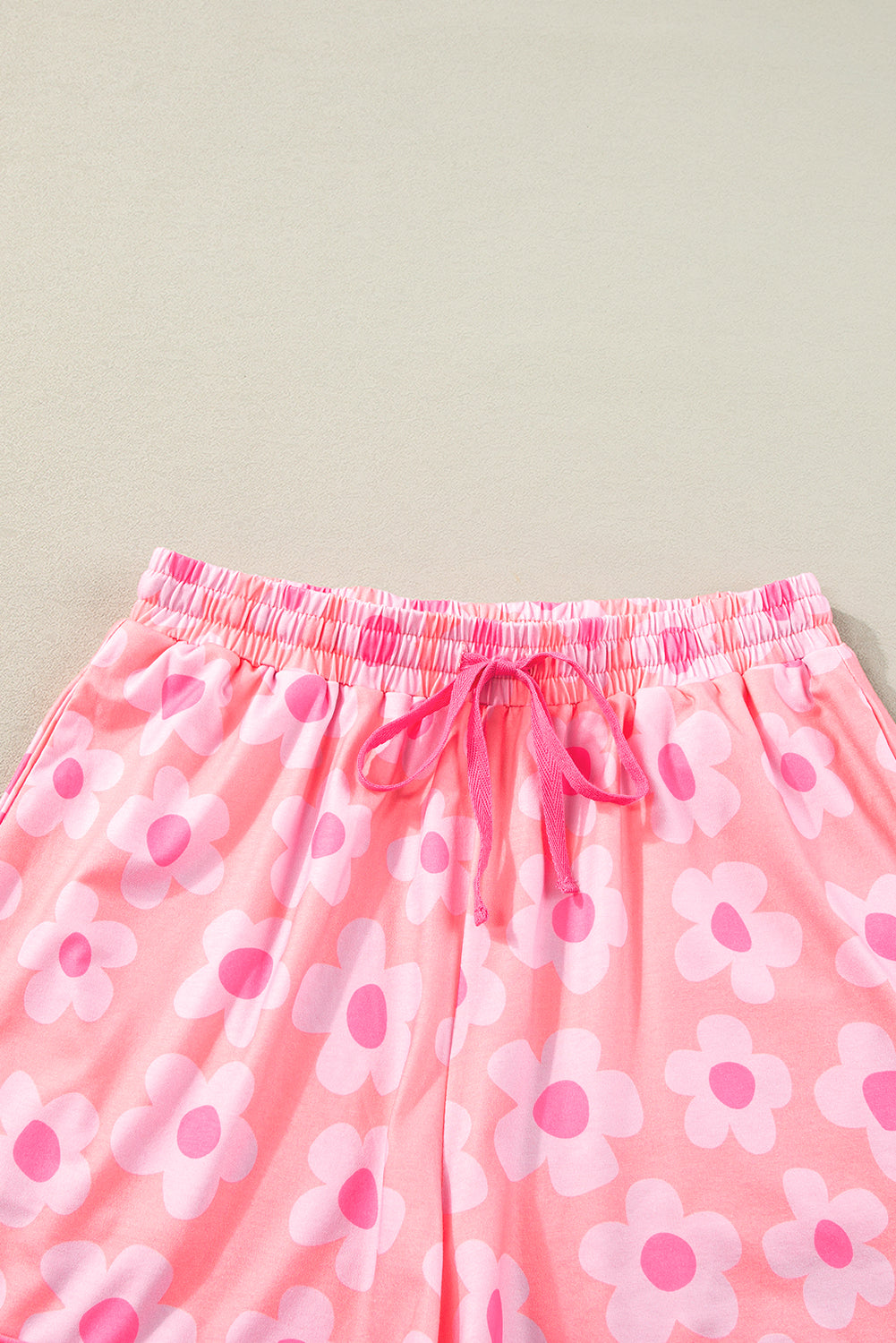 Pink Flower Shorts Pajamas Set