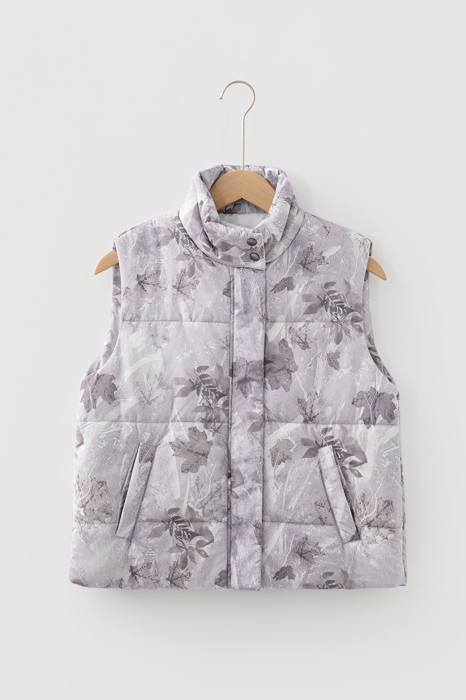Fleece Leaf Print Winter Vest Bazaare Mart Outerwear/Vests