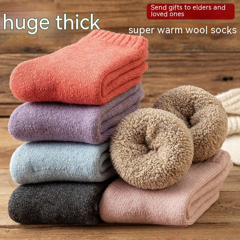 Warm Padded Extra Thick Fleece Lined Middle Tube Socks