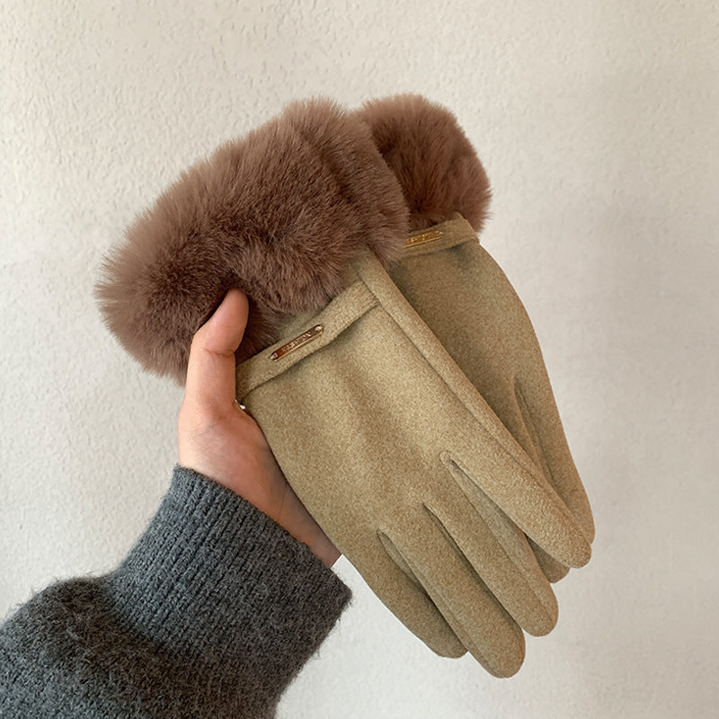 Women's Touch Screen Warm Furry Winter Fleece-lined Gloves