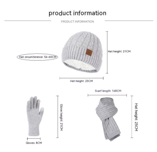 Men's Alpaca Winter Scarf Hat Gloves Set