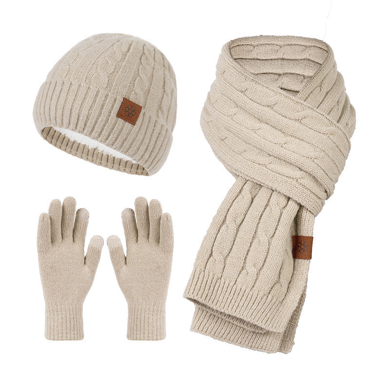 Men's Alpaca Winter Scarf Hat Gloves Set