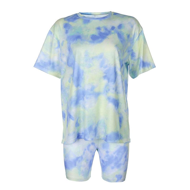 Women’s Casual Tie-Dye Tops, Shorts and Sets Blue Set CJ Dropshipping Tie Dye Shorts Set
