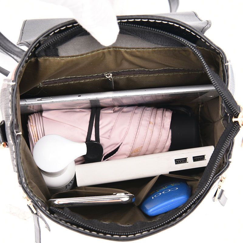 Women Colorblock Grid Backpack