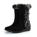 Faux Fur Suede Mid-Calf Round Toe Boots Black CJ Dropshipping Boots