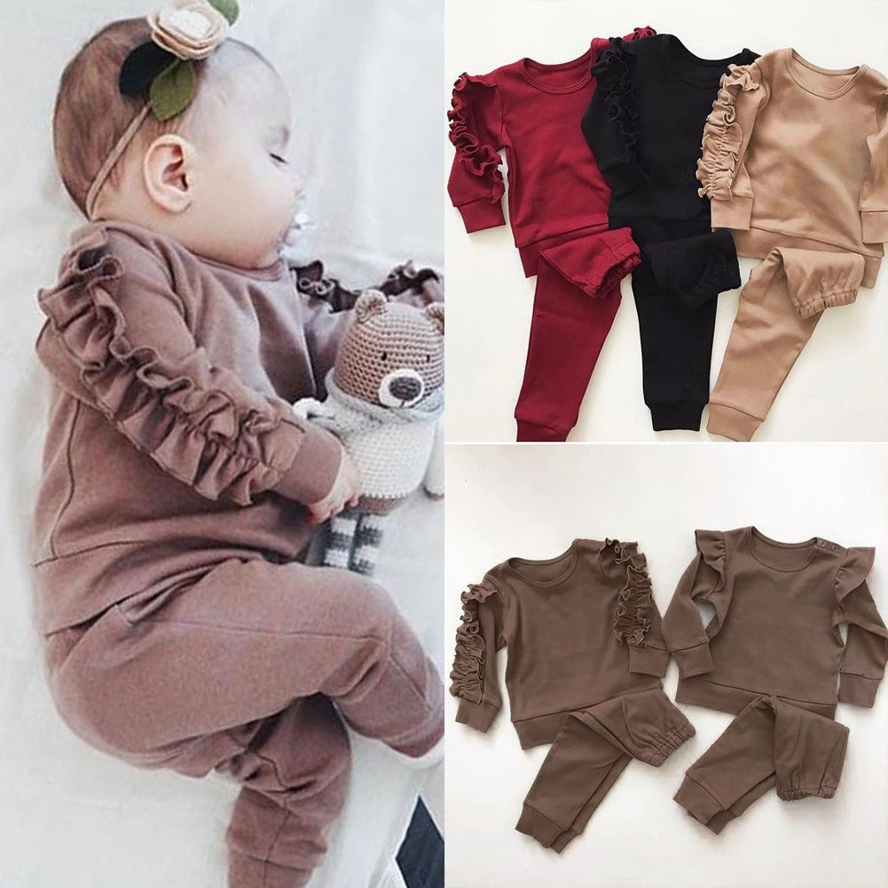  Baby Girl Ruffle Sweat Suit Sets