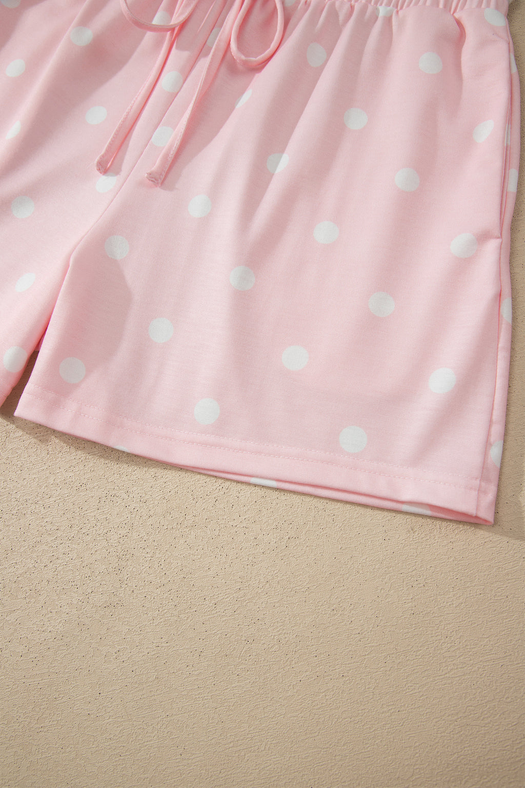 Women’s Polka Dot Shorts Set – Exposed Seam Tee & Drawstring Shorts Outfit Dear-Lover Dropshipping Two Piece Sets/Short Sets