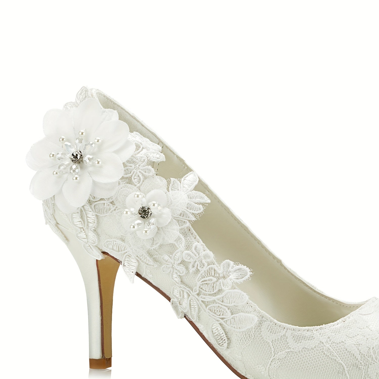 White Flower Wedding High Heels