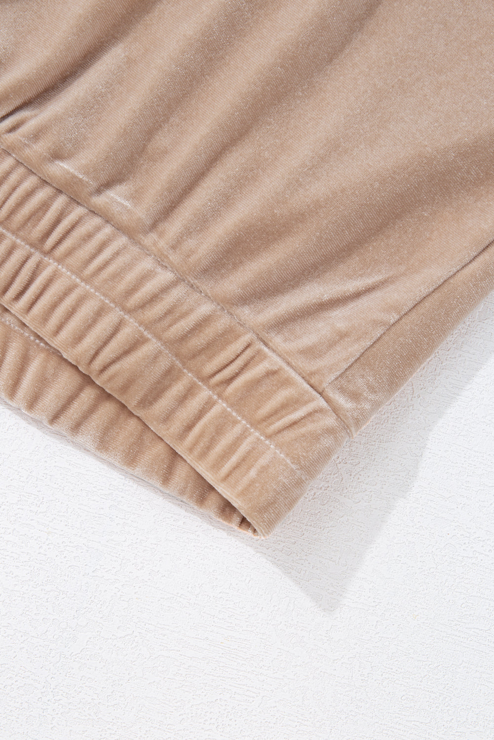 Beige Velvet Zipped Top and Joggers Two Piece Set