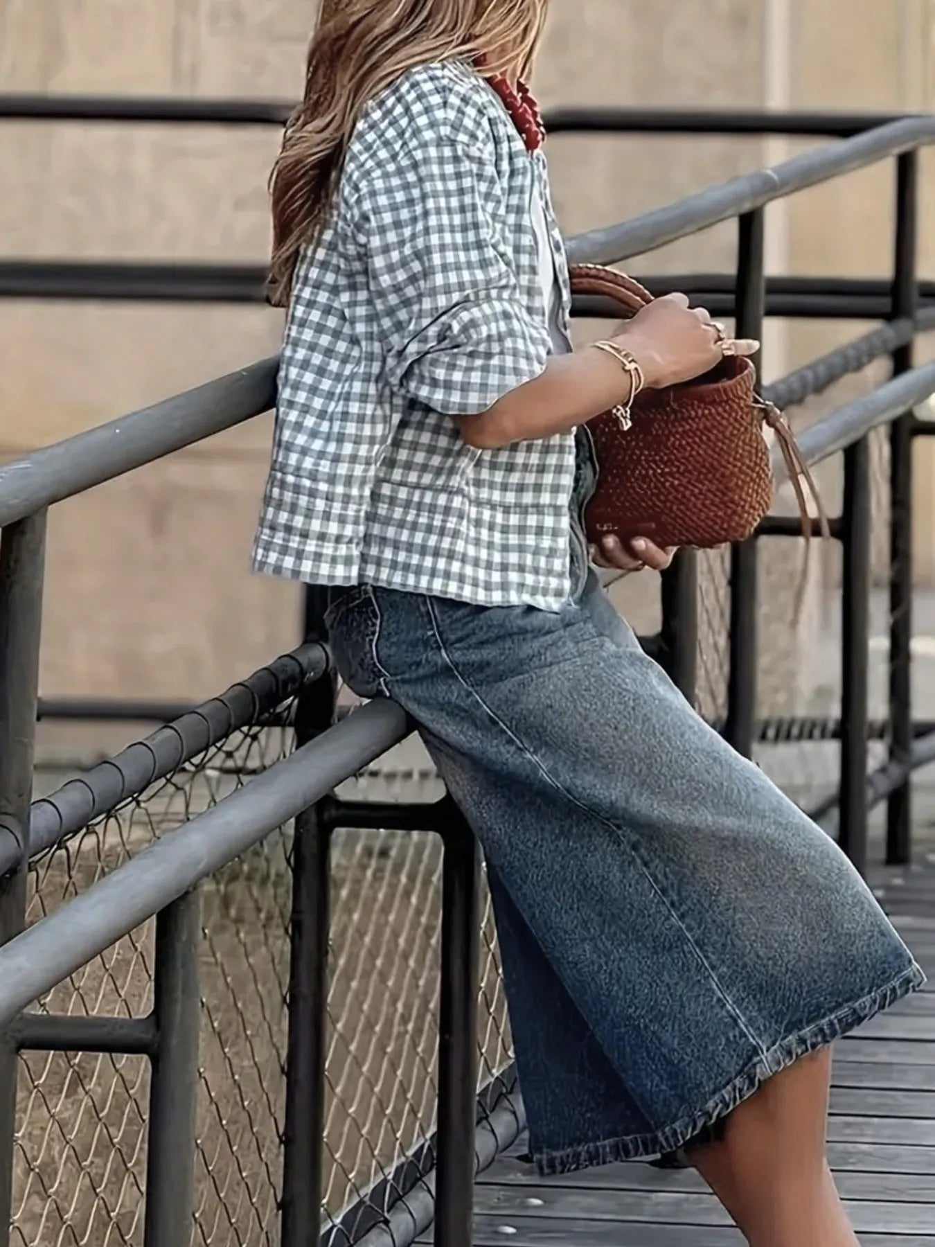 Plaid Zip Up Long Sleeve Jacket Trendsi Plaid Zip Up Long Sleeve Jacket