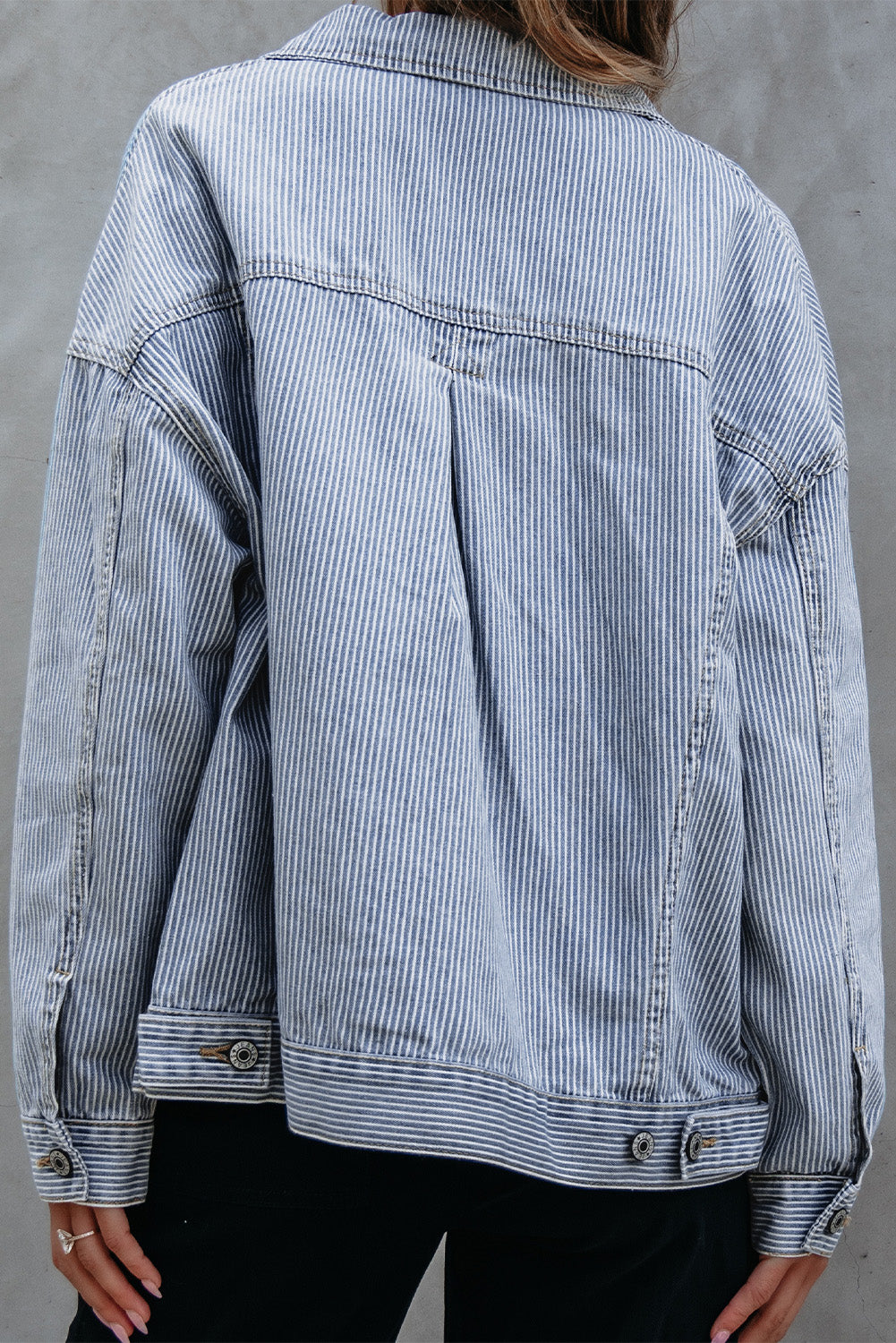 Blue Striped Denim Jacket
