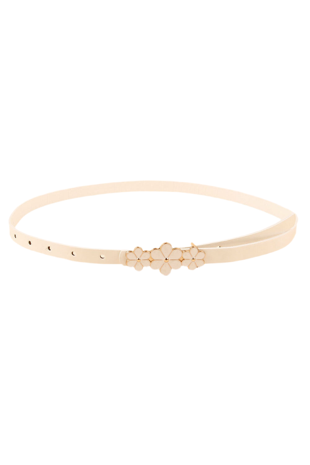 Flower Decor Skinny PU Belt
