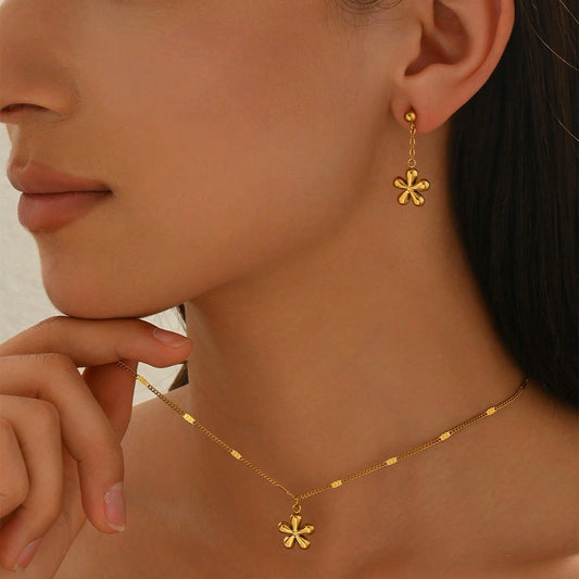 18K Gold Plated Floral Jewelry Set