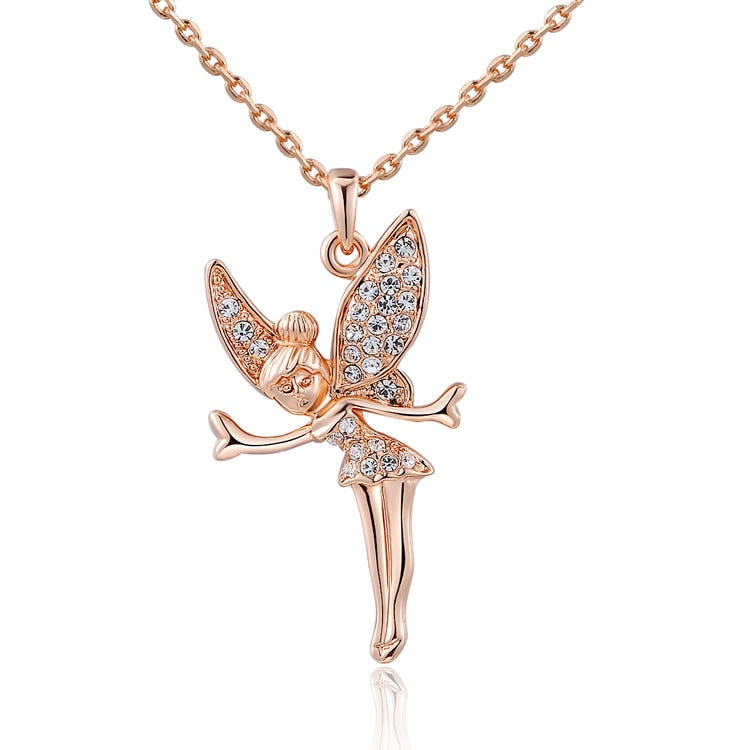 Rose gold fairy pendant necklace 