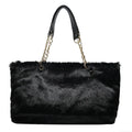 Large Capacity Faux Fur Shoulder Bag Black Bazaare Mart Large Purse