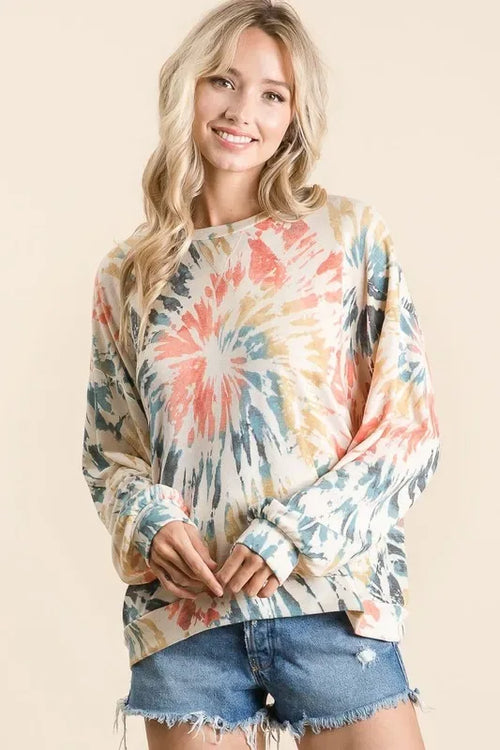 BiBi Tie Dye Print Terry Pull Over Bazaare Mart BiBi Tie Dye Print Terry Pull Over