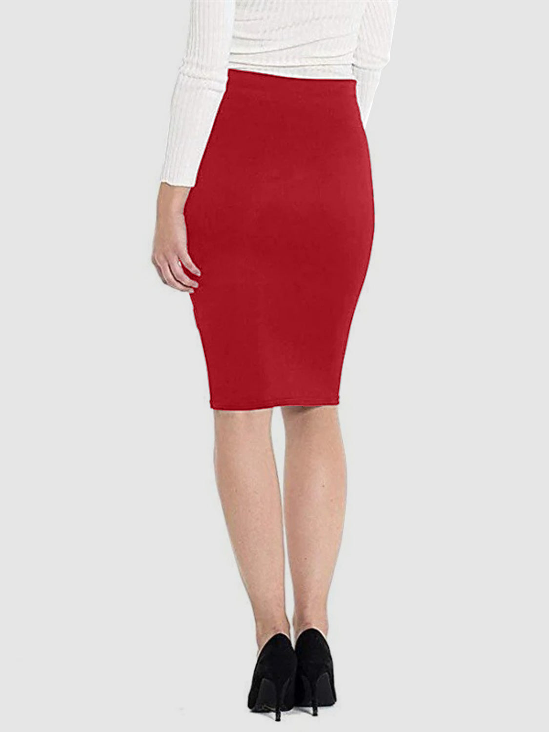 High Waist Pull On Pencil Skirt