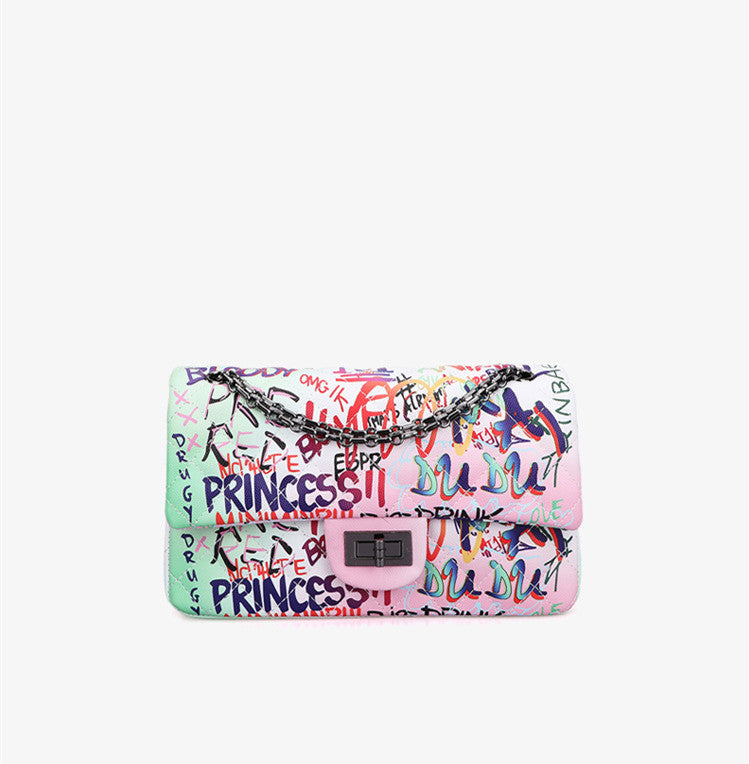 Graffiti Rhombus Chain Purse - Bazaare Mart