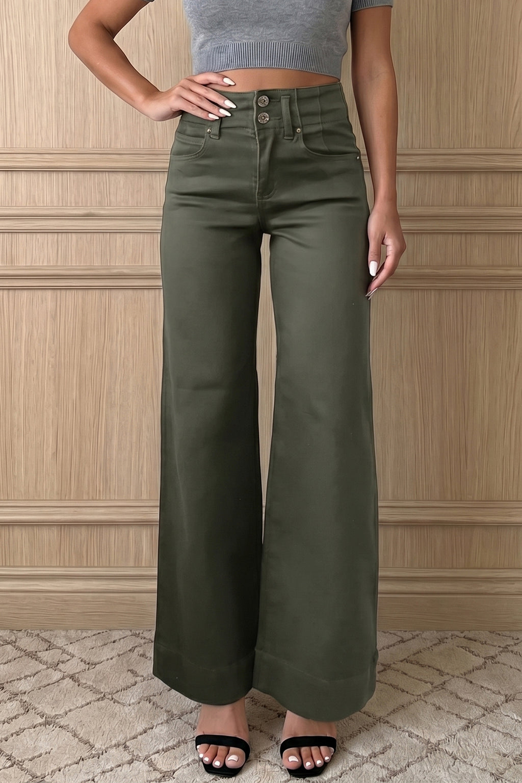 2-Button High Waist Flared Bottom Jeans Bazaare Mart Bottoms/Jeans