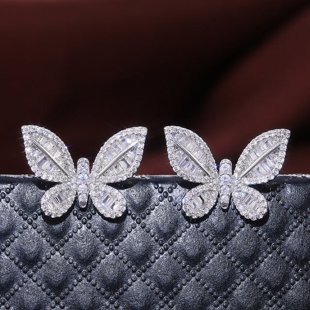 CZ Butterfly Post Earrings