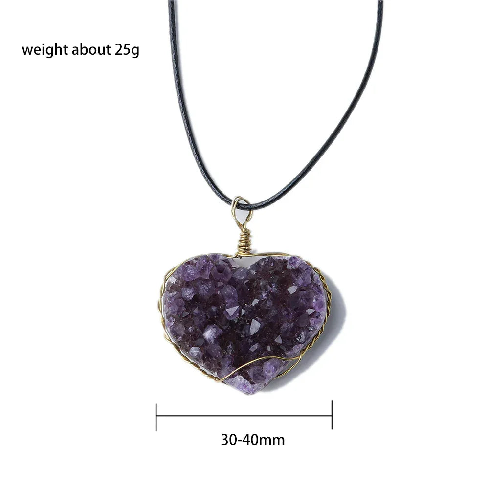 Gold Braided Amethyst Heart Pendant Necklace