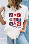 American Heart Star Checkered Graphic Tee White Bazarre Mart American Heart Star Checkered Graphic Tee