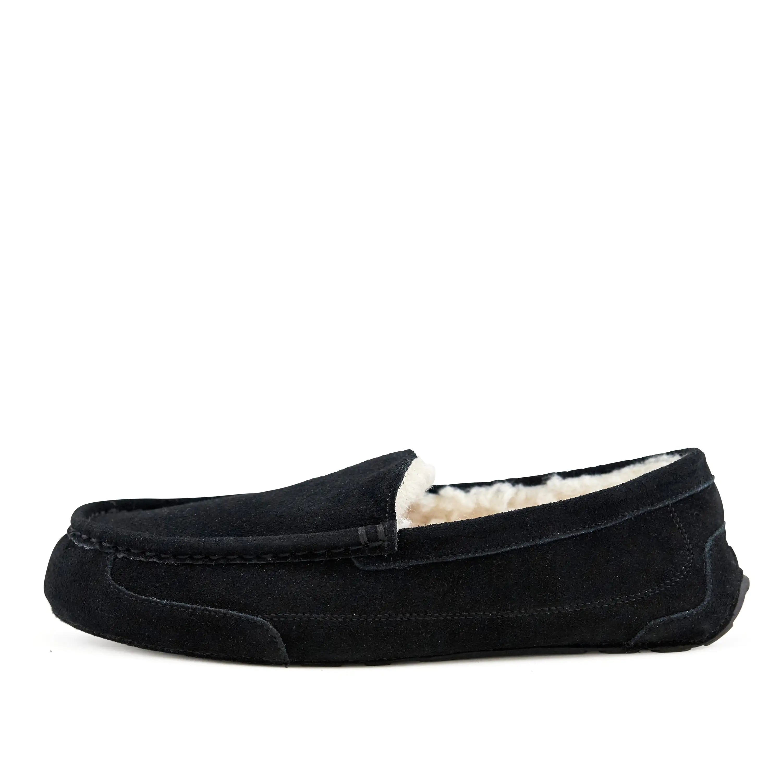 Men's Black PU Suede Lined Slippers