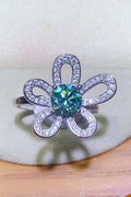 Moissanite Flower Shaped Ring Light Green One Size Bazaare Mart Flower Ring