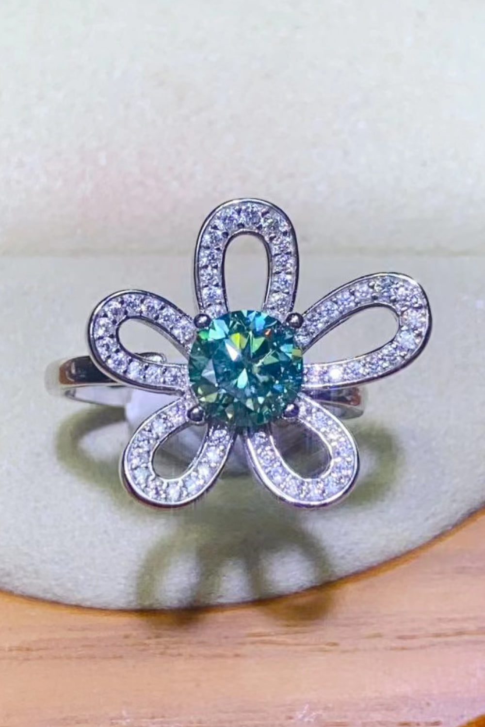 Moissanite Flower Shaped Ring