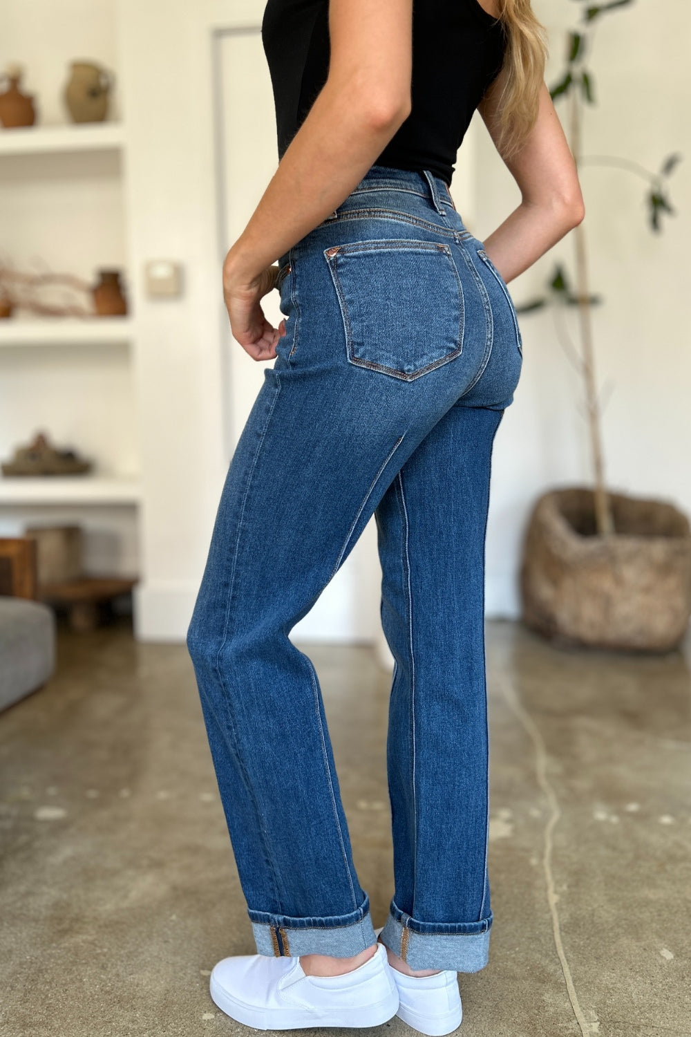 High Waist Straight Leg Jeans