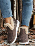 Furry Suede Round Toe Flats Brown Bazaare Mart Furry Slipper Shoes