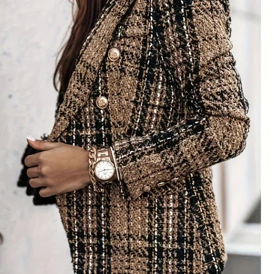 Classic Plaid Blazer Brown