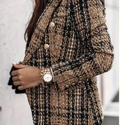 Classic Plaid Blazer Brown Bazaare Mart Plaid Jacket