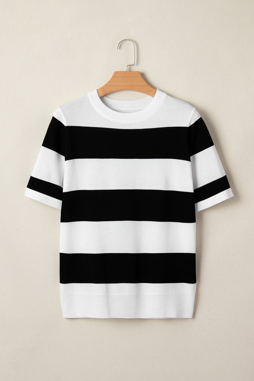 Striped Knitted T shirt Shewin Short Sleeve Sweaters