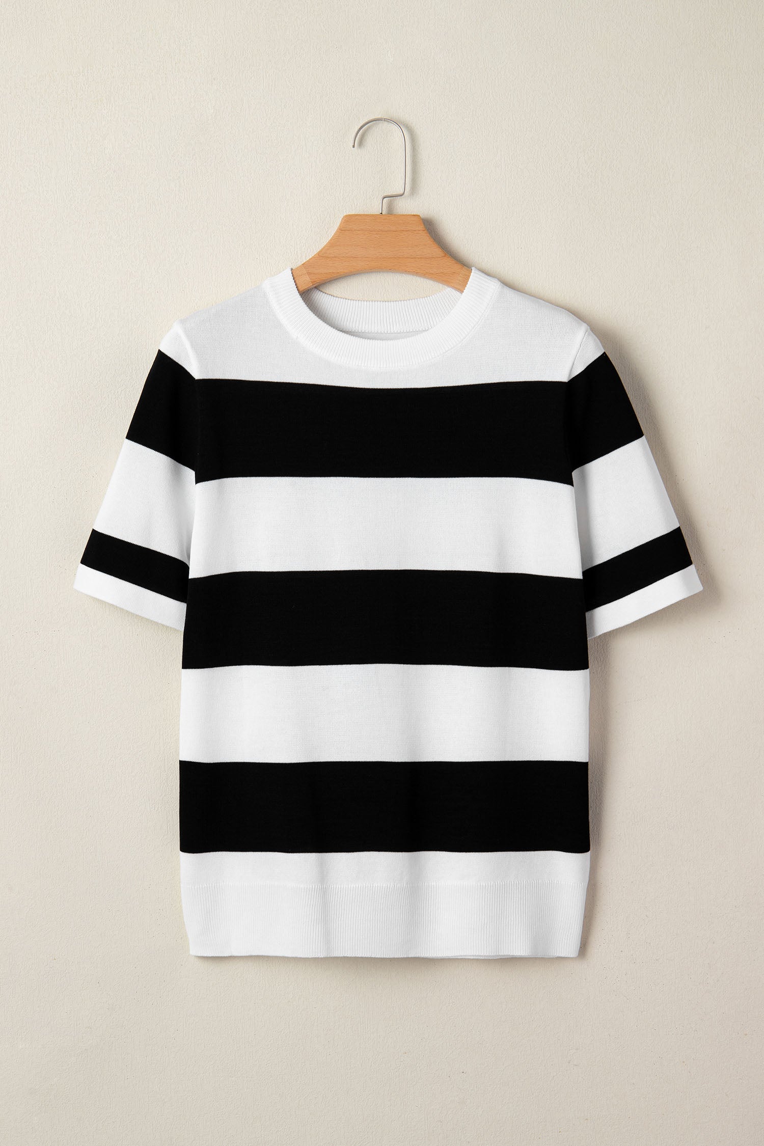 Striped Knitted T shirt Shewin Short Sleeve Sweaters