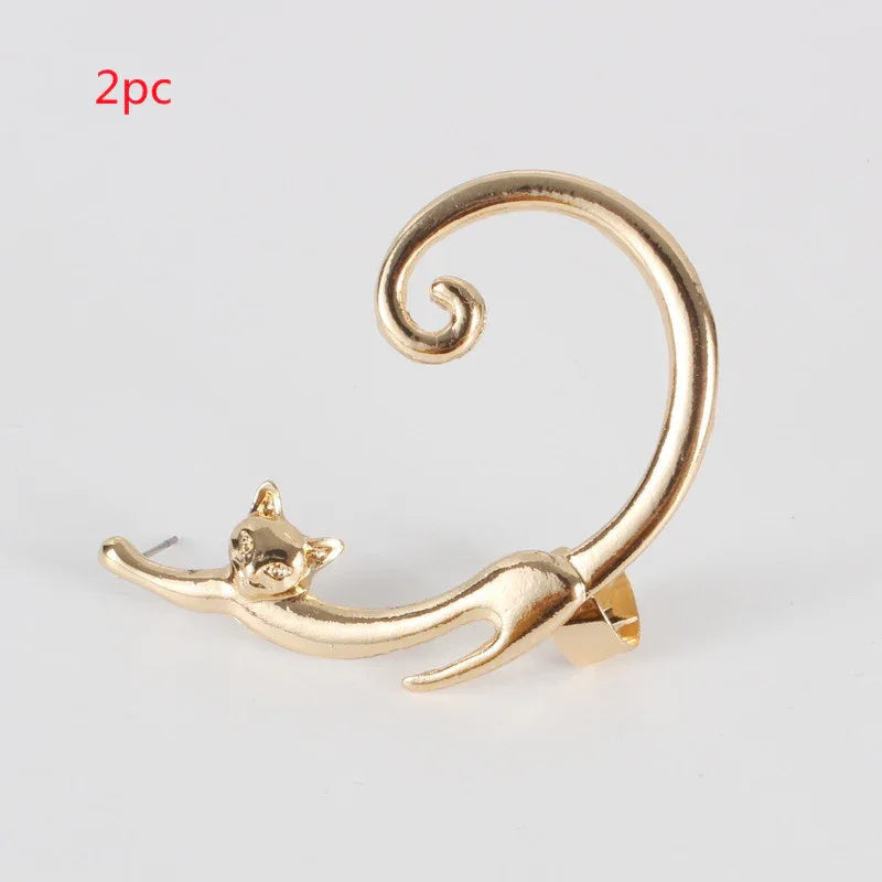 Cat Post with Ear Cuff Ear Wrap Gold2PC Bazaare Mart Silver Cat Ear Wrap