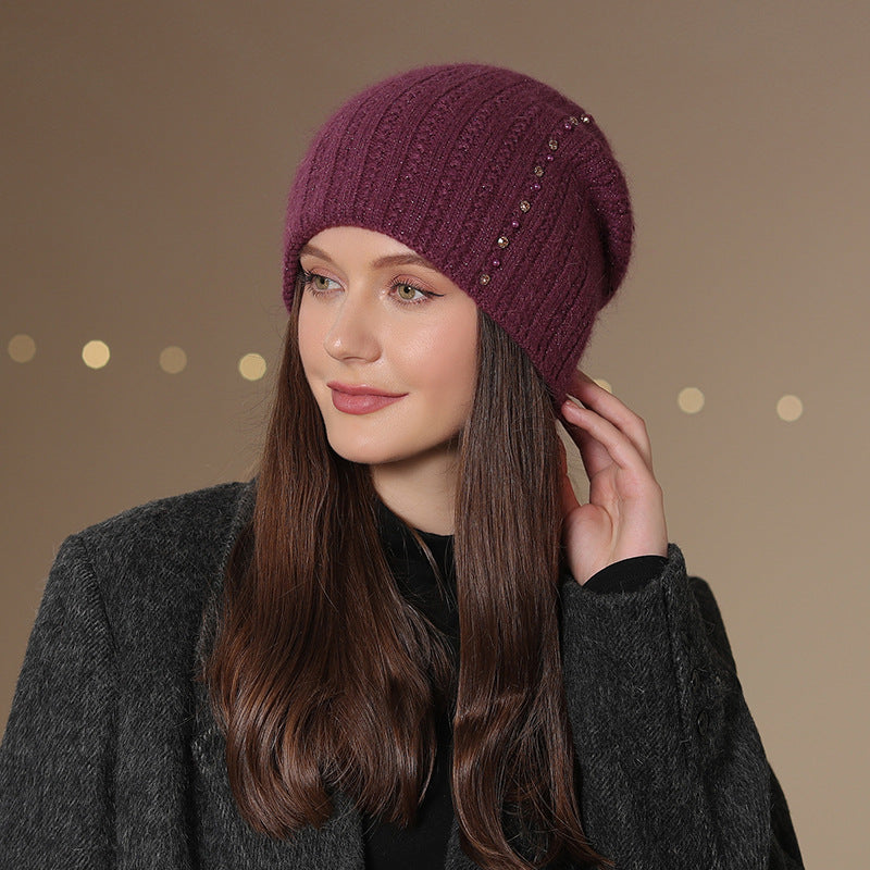 Knitted Wool Double-layer Warm Wine Hat